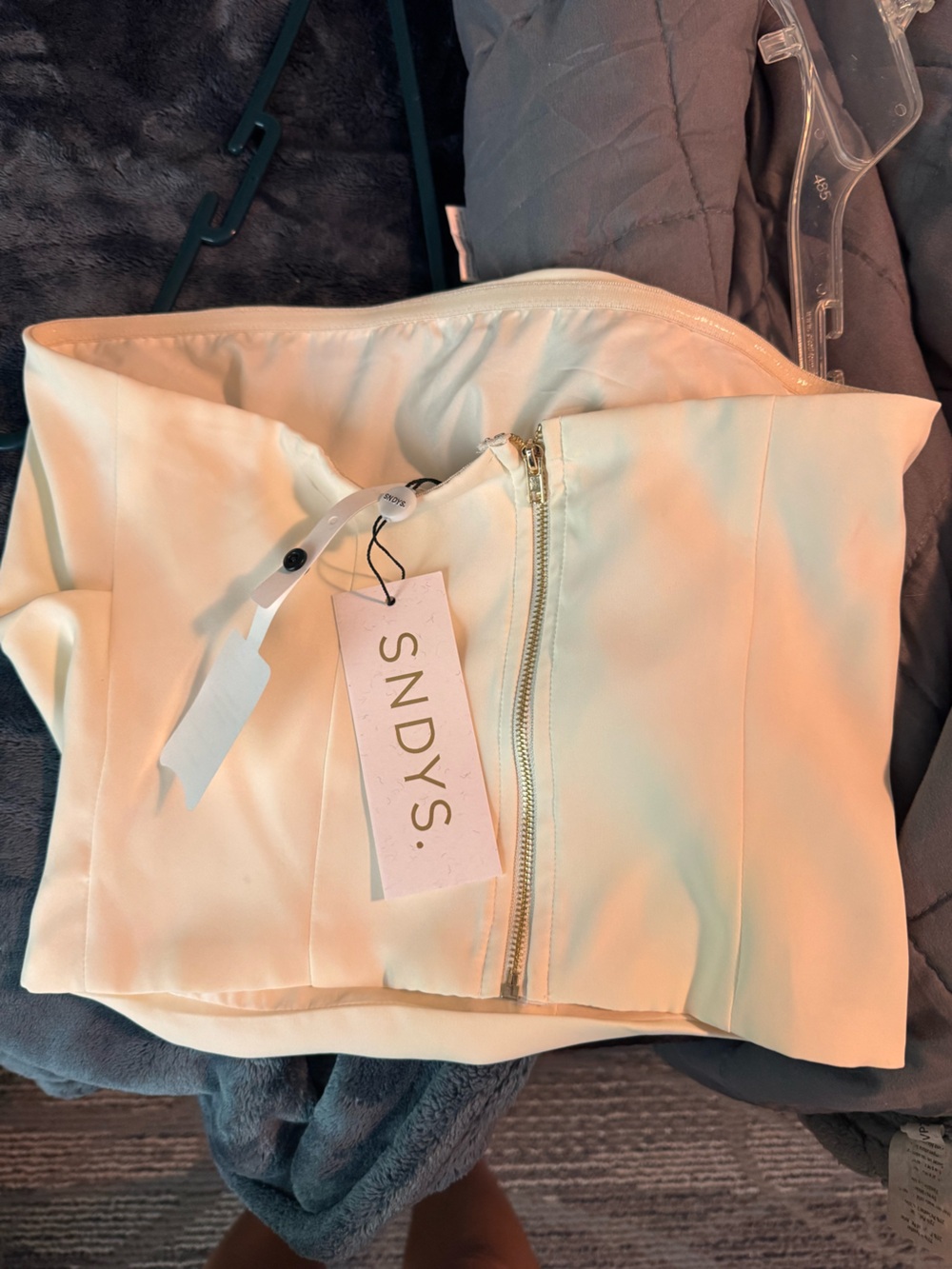 SNDYS Cream Tube top side ruching